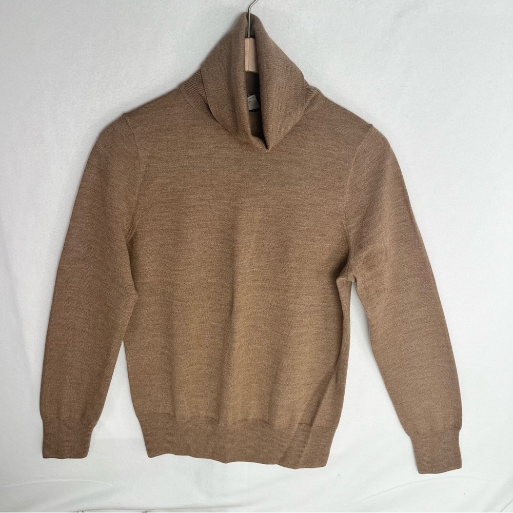 J.Crew Women's 100% Merino Wool Turtleneck Sweater Tan Preppy Cozy Small S 51663